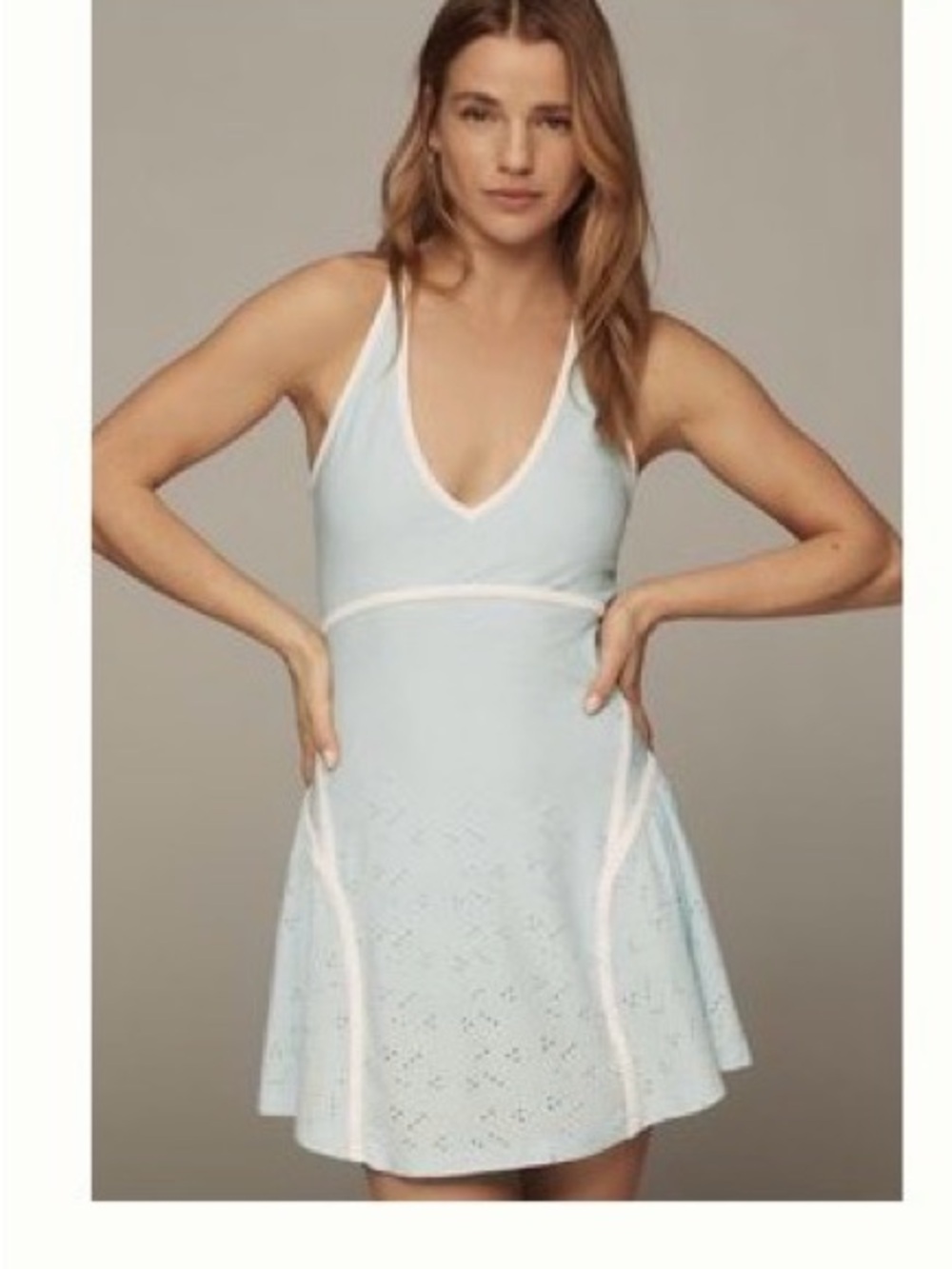 NWOT Anthropologie - Daily Practice Light Blue Eyelet Dress (Shorts Underneath)